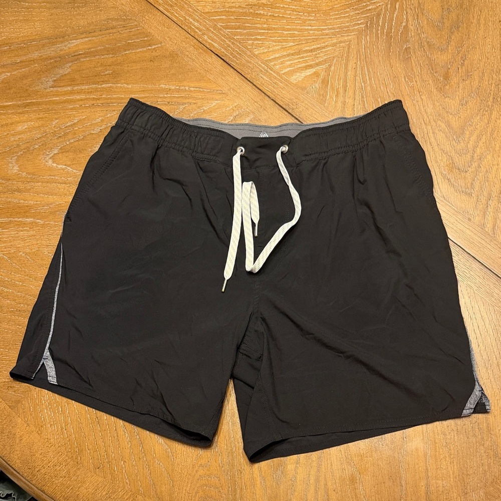 Vuori Black Athletic Shorts with White Drawcord